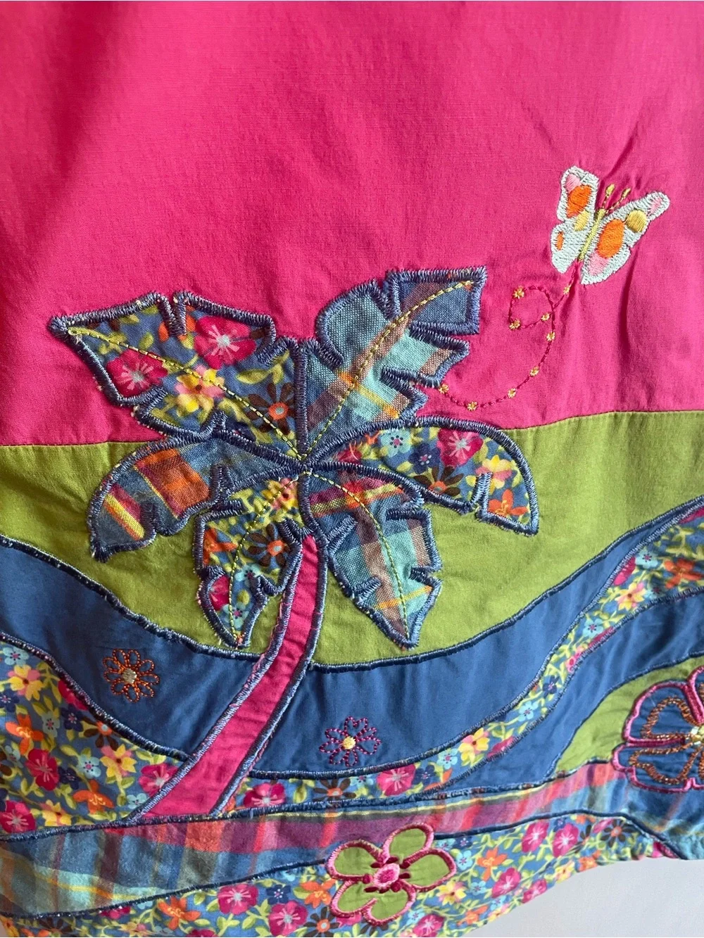 The Children’s Place Girl’s Stretch Summer Dress Pink Blue Embroidered Size 10 - Picture 2 of 8